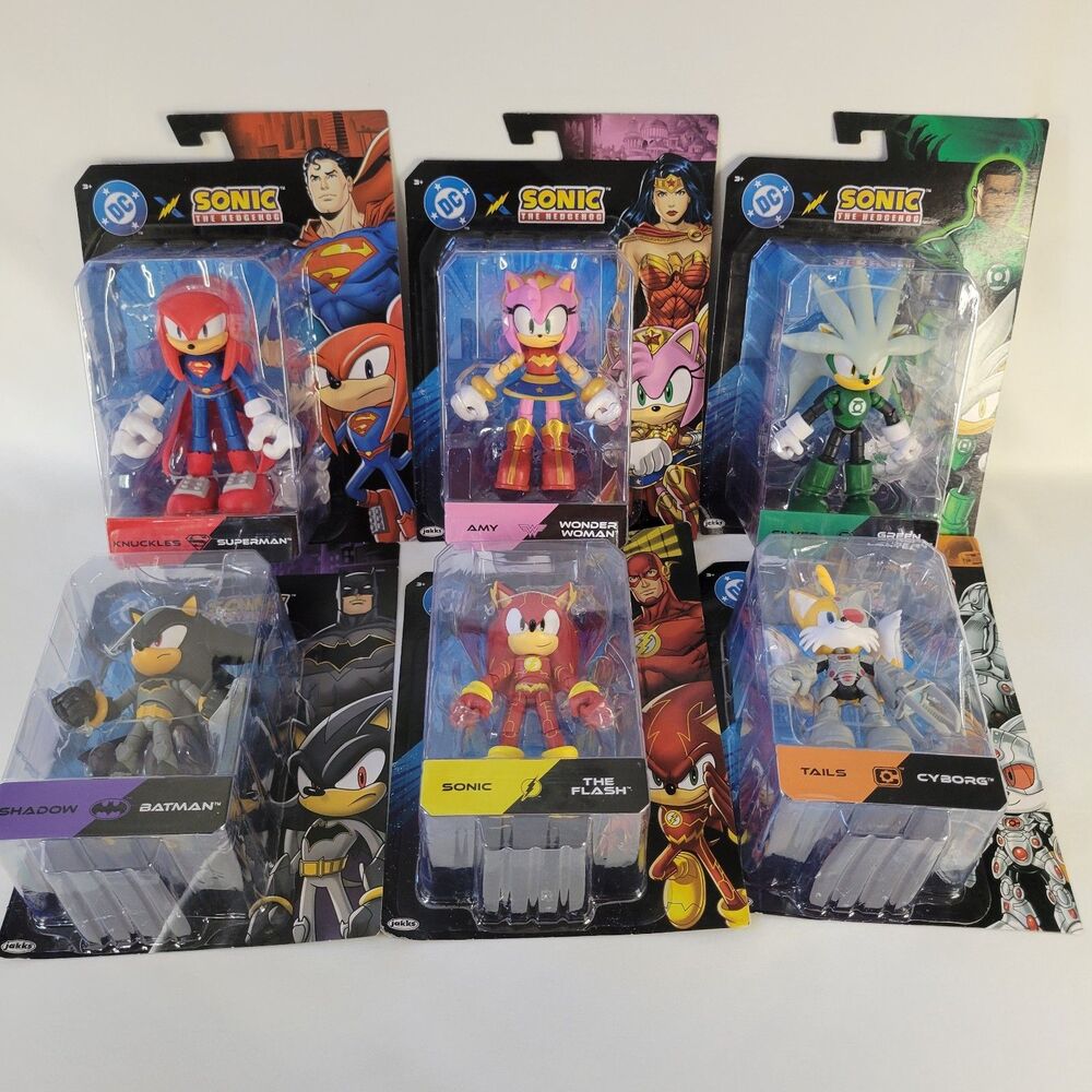 Lot 6 Sonic X DC 5" Action Figures Collection Set Articulated Batman Flash Toys
